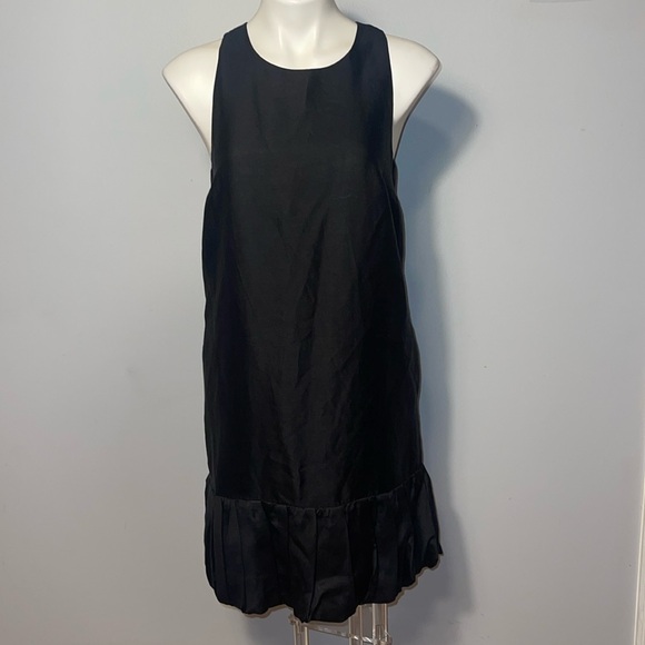 Leifsdottir Anthropologie Womens Black Sleeveless Silk Blend Ruffle Hem Dress. - Picture 1 of 11